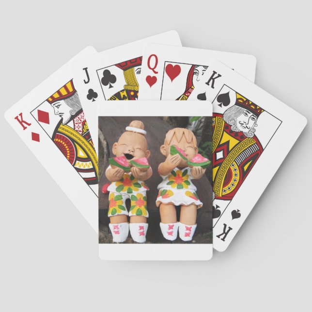 Lycklig vattenmelonvänner spelkort (Baksidan)