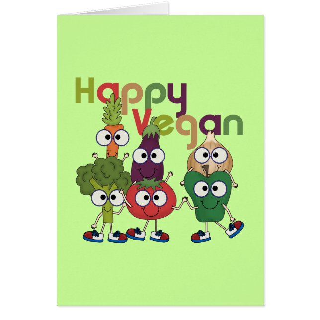 Lycklig Vegan Hälsningskort (Framsidan)