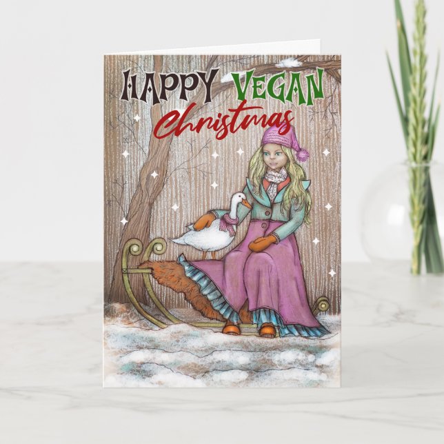 Lycklig Vegan-jul, Cute Kort (Framsida)