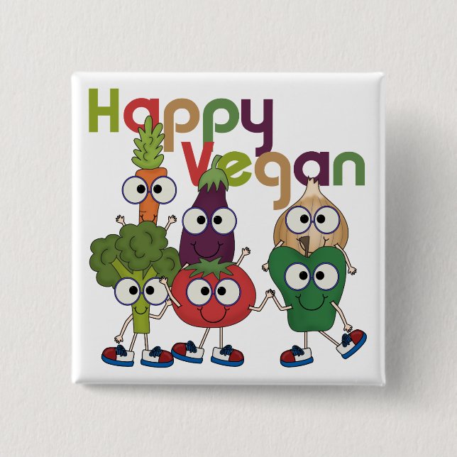 Lycklig Vegan Knapp (Framsida)
