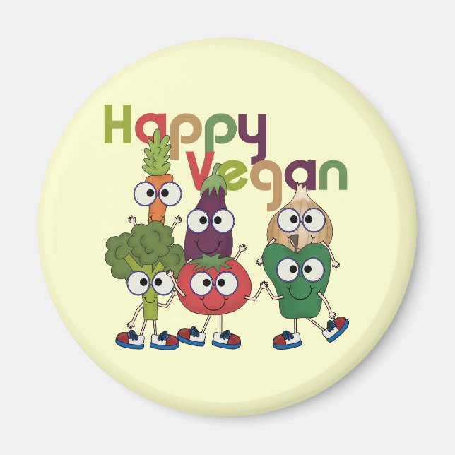 Lycklig Vegan Magnet (Framsidan)