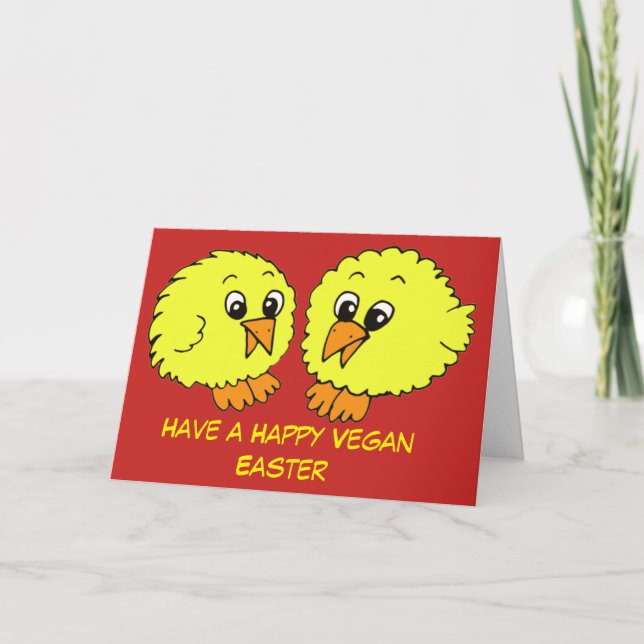 Lycklig Vegan Påsk Chick Kort (Framsida)
