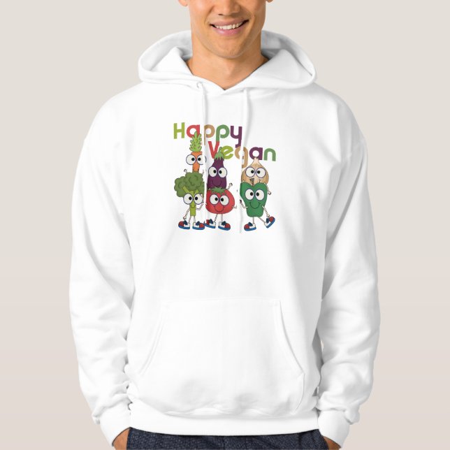 Lycklig Vegan Sweatshirt Med Luva (Framsida)