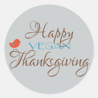 Lycklig Vegan Thanksgiving Runt Klistermärke