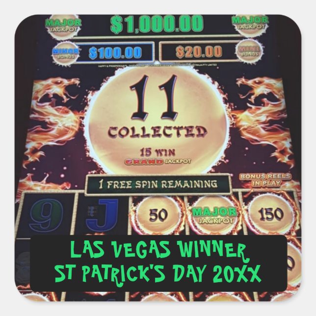 Lycklig Vegas-vinnare St Patricks Day Brud Att Bli Fyrkantigt Klistermärke (Framsida)