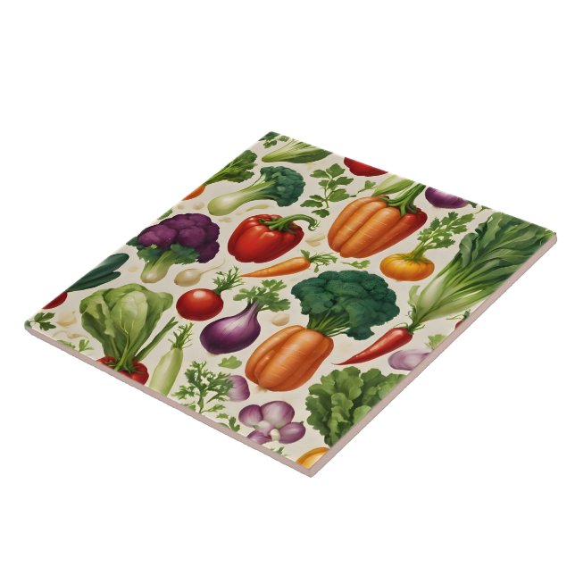 Lycklig Vegetables Healthy Food Modern Collection Kakelplatta (Sidan)