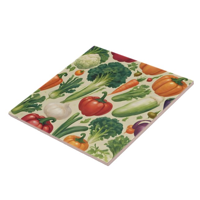 Lycklig Vegetables Healthy Food Trendig Collection Kakelplatta (Sidan)