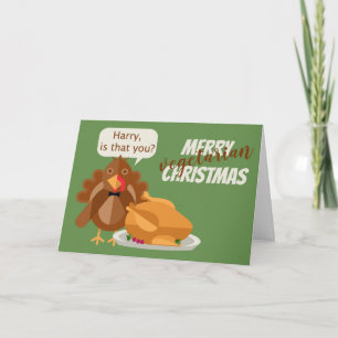 Lycklig Vegetarian jul Humor Helgkort