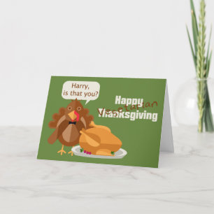 Lycklig Vegetarian Thanksgiving Humor Helgkort
