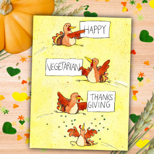 Lycklig Vegetarian Thanksgiving vycard by N. Janes Vykort