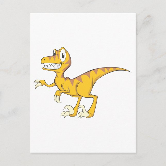 Lycklig Velociraptor Dinosaur Vykort (Framsida)