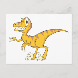 Lycklig Velociraptor Dinosaur Vykort