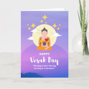Lycklig Vesak Day Buddha med hjärta i Himmel Kort