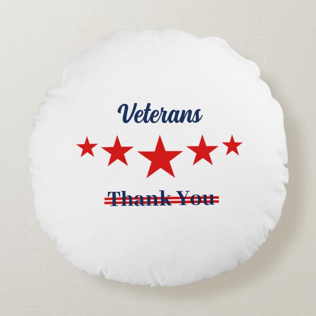 Lycklig veterans Day Rund Kudde (Framsidan)