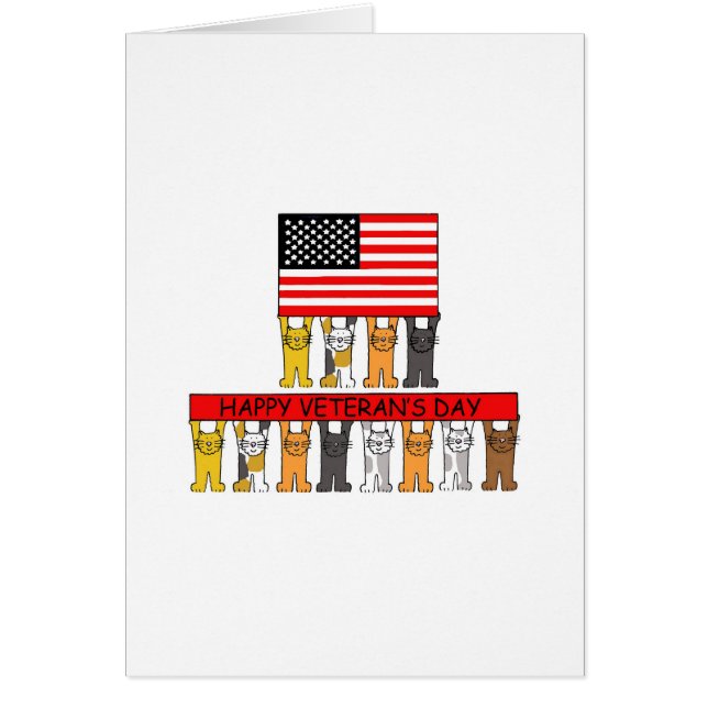 Lycklig Veterans Tecknad-katter Hälsningskort (Framsidan)