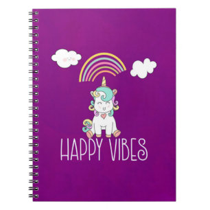 Lycklig Vibes Cute Smiling Unicorn Anteckningsbok