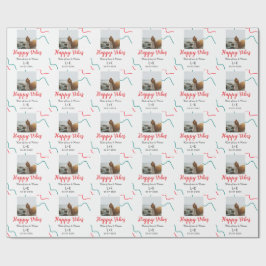 Lycklig Vibes helgdag par namn datum bröllop röd Presentpapper