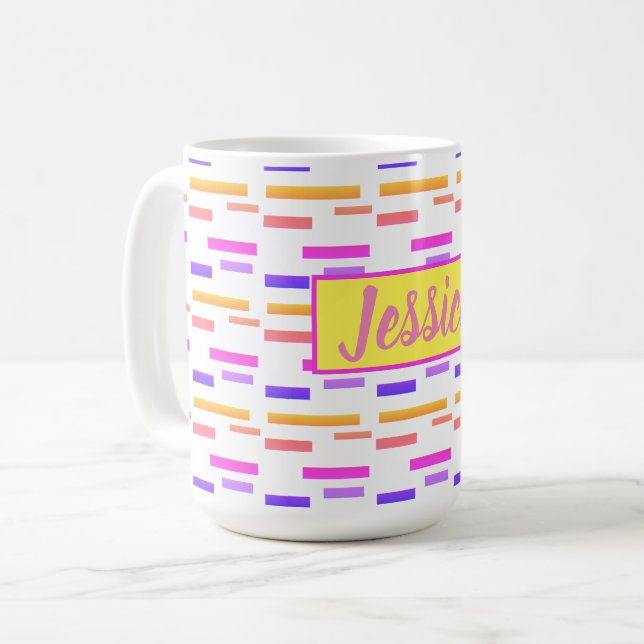 Lycklig Vibes Jessica lägg till ditt namn Kaffe Mu Kaffemugg (Framsida vänster)