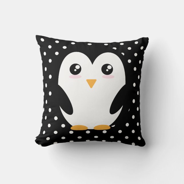 Lycklig Vibes: Penguin & Polka dots Pillow of Joy Kudde (Framsida)