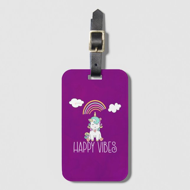 Lycklig Vibes Typografi Fantastisk Rainbow & Unico Bagagebricka (Framsida vertikal)