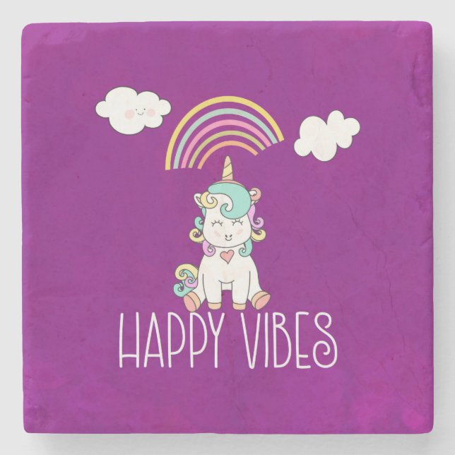 Lycklig Vibes Typografi Fantastisk Rainbow & Unico Stenunderlägg (Framsidan)