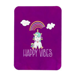 Lycklig Vibes Typography Cute Smiling Unicorn Magnet