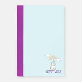 Lycklig Vibes Typography Cute Smiling Unicorn Post-it Block