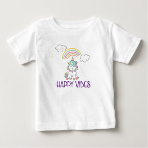Lycklig Vibes Typography Cute Smiling Unicorn Tröja