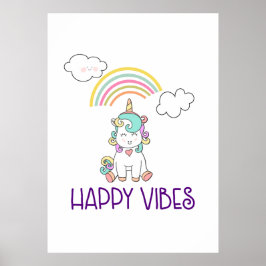 Lycklig Vibes Typography Fantastisk Rainbow Unicor Poster