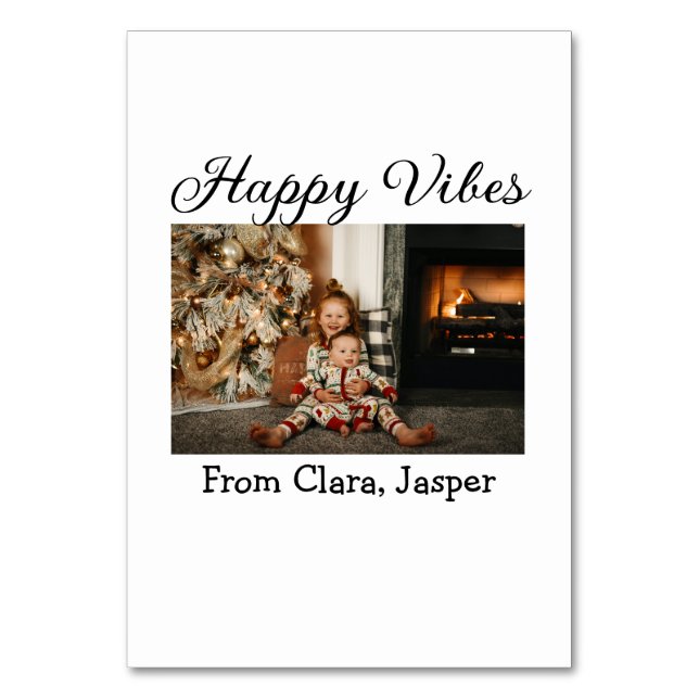 Lycklig vibes Ungdomsfamiljens julfoto Inbjudan Bordsnummer (Framsidan)