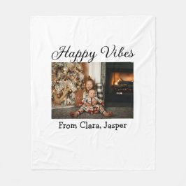 Lycklig vibes Ungdomsfamiljens julfoto Inbjudan Fleecefilt