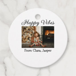 Lycklig vibes Ungdomsfamiljens julfoto Inbjudan Gåvor Etiketter