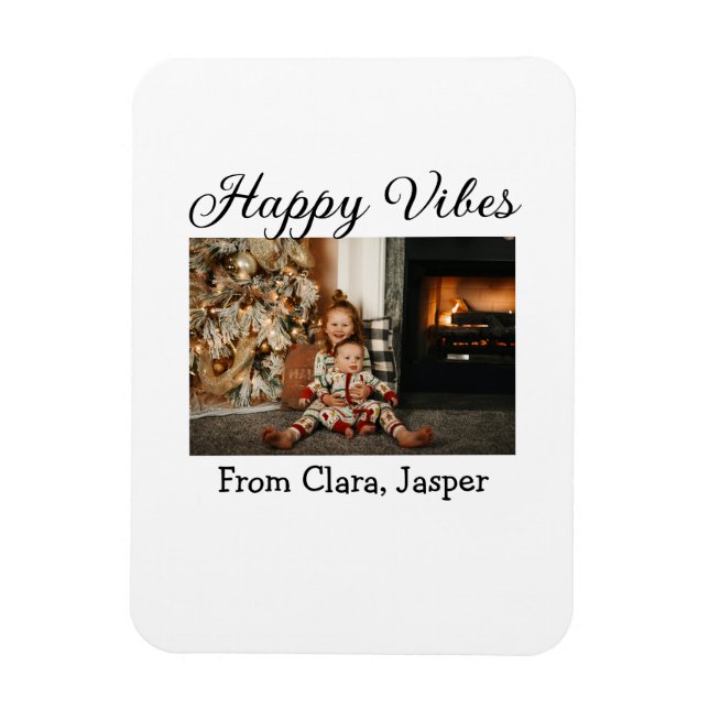 Lycklig vibes Ungdomsfamiljens julfoto Inbjudan Magnet (Vertikal)