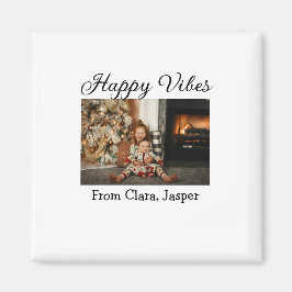 Lycklig vibes Ungdomsfamiljens julfoto Inbjudan Magnet