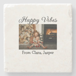 Lycklig vibes Ungdomsfamiljens julfoto Inbjudan Stenunderlägg