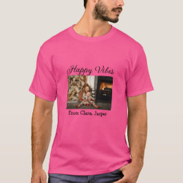 Lycklig vibes Ungdomsfamiljens julfoto Inbjudan T Shirt