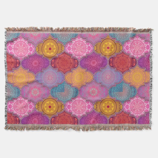 Lycklig vibrerande stam- bohemisk kastfilt filt (Framsidan)