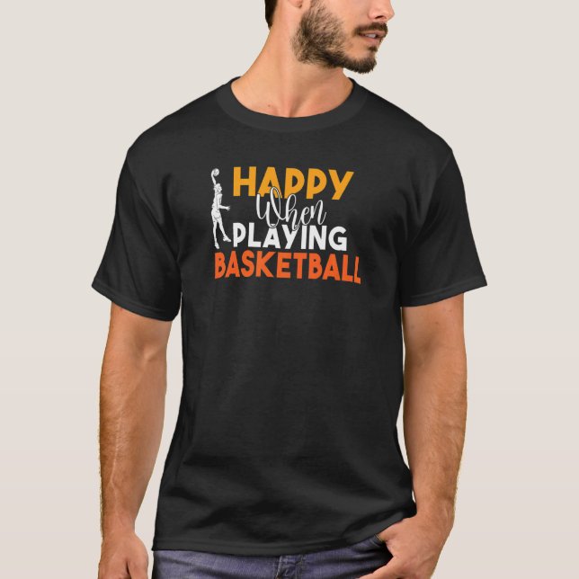 Lycklig vid uppspelning av basket t shirt (Framsida)