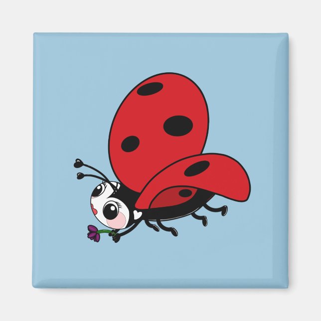Lycklig Vingar Ladybug Magnet (Framsidan)