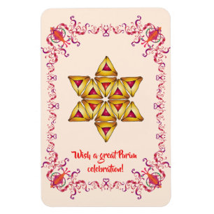 Lycklig vintage för Purim festivalHamantaschen Magnet