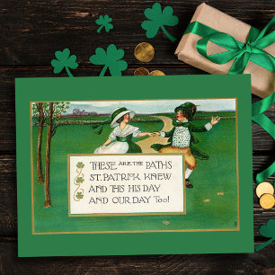 Lycklig Vintage Irish Children St. Patrick's Day Vykort