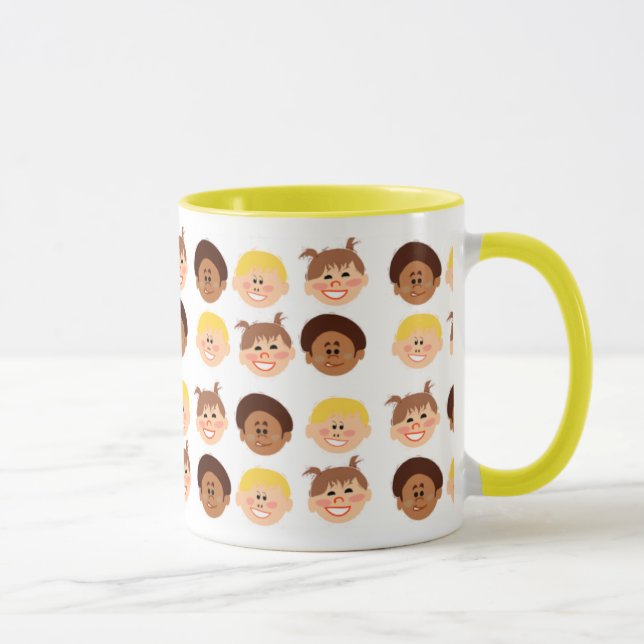 Lycklig Vintage Kids Cute Retro Stil Mugg (Höger)