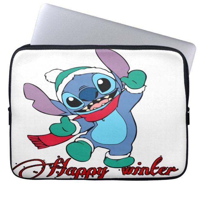 Lycklig vintersäsong laptop fodral (Framsidan)