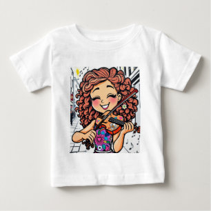 Lycklig Violin Girl Tecknad for Music Älskare T Shirt