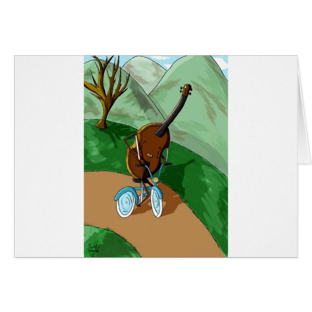 Lycklig violoncell hälsningskort (Framsidan Horizontal)