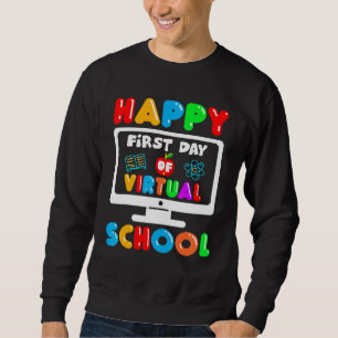 Lycklig Virtuella skolans första dag Lång Ärmad Tröja