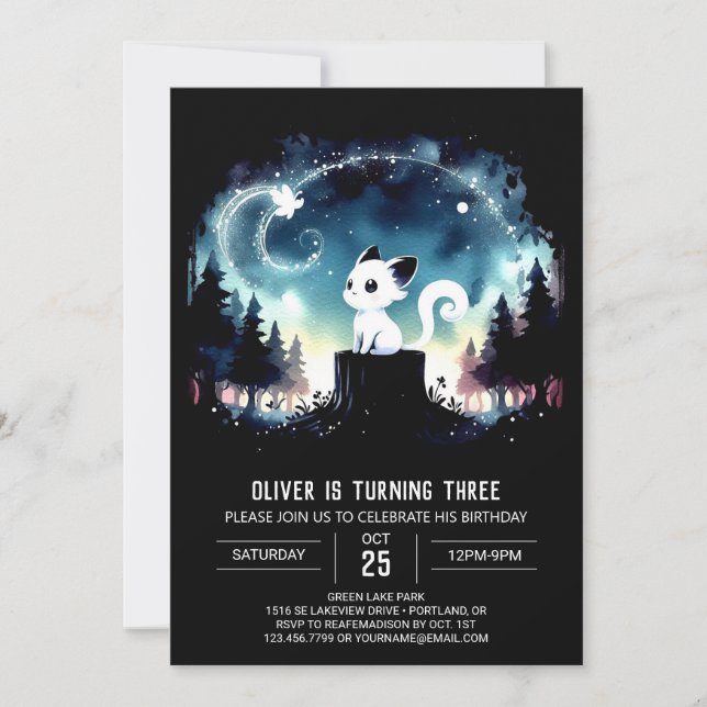 Lycklig Vitmisk kattfödelsedag Inbjudningar (Framsida)