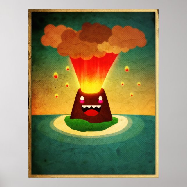 Lycklig Volcano Poster (Framsidan)