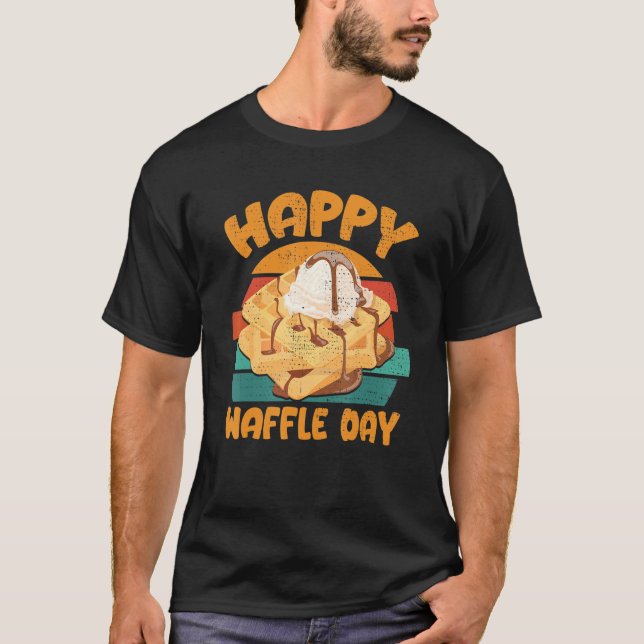 Lycklig Waffle Day Breakfast Waffles T Shirt (Framsida)