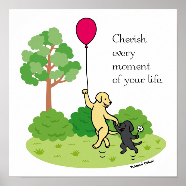 Lycklig Walking Labradors Cherish Poster (Framsidan)